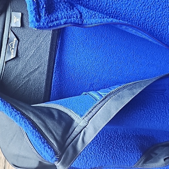 NWT Eddie Bauer Sherpa Fleece Jacket Sz XL Royal and Gray - Picture 7 of 13